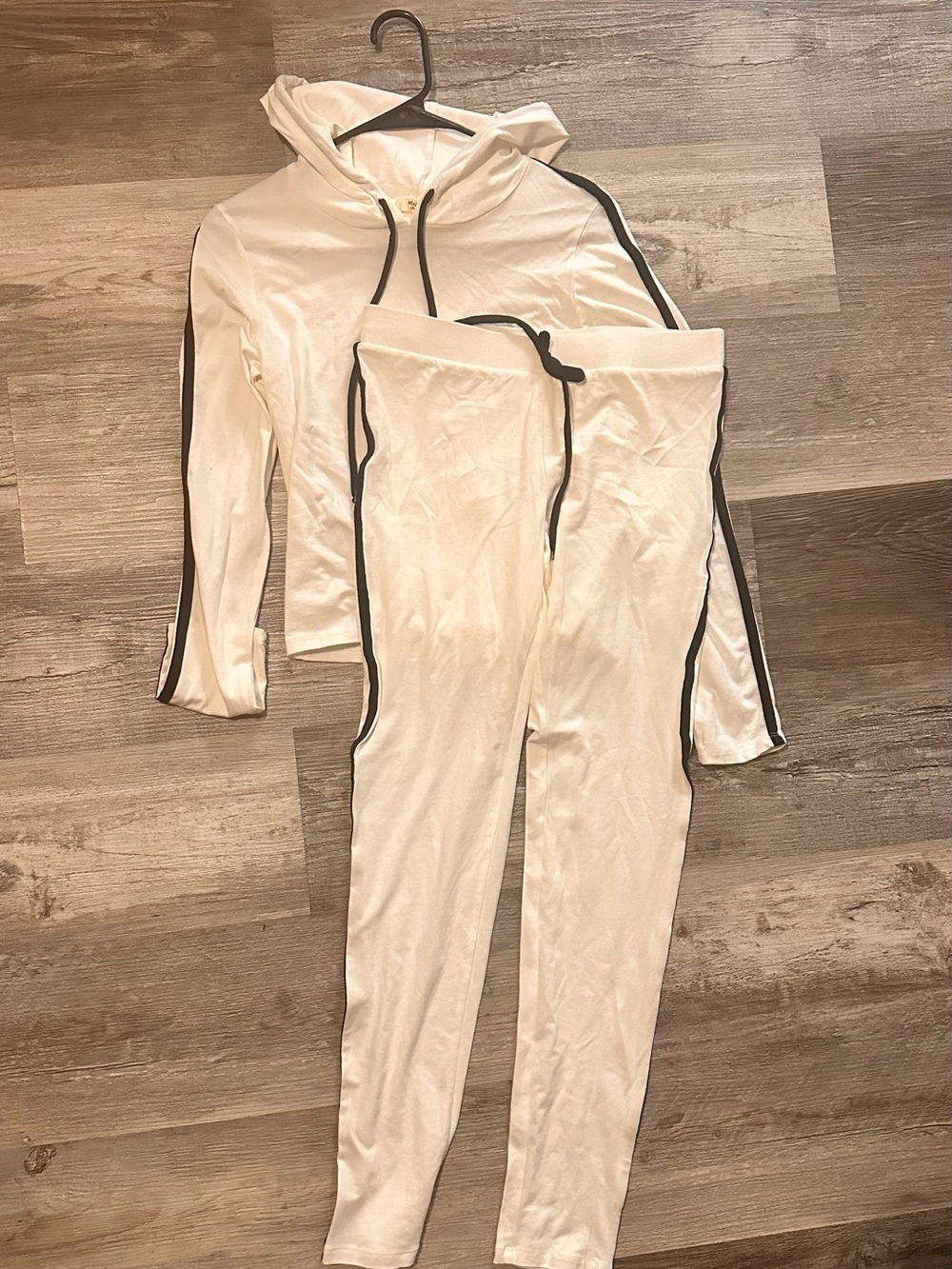 Heart & Hips White Hoodie Set with Black Drawcords